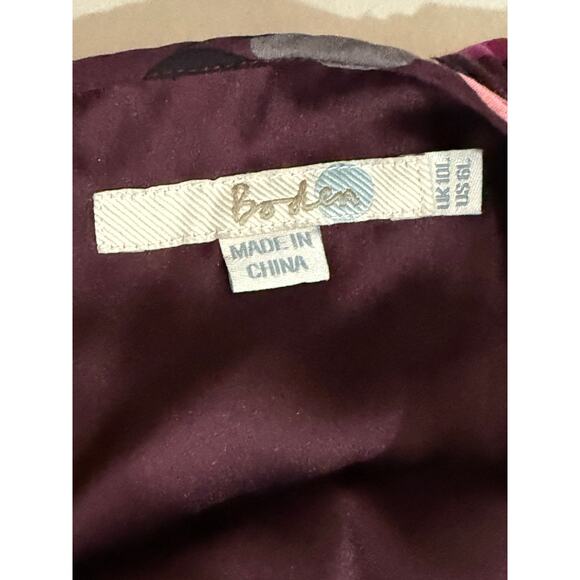 Boden Selina Polka Dot Dress Wine & Pink Multi Color Size 6L (076) - Picture 2 of 12